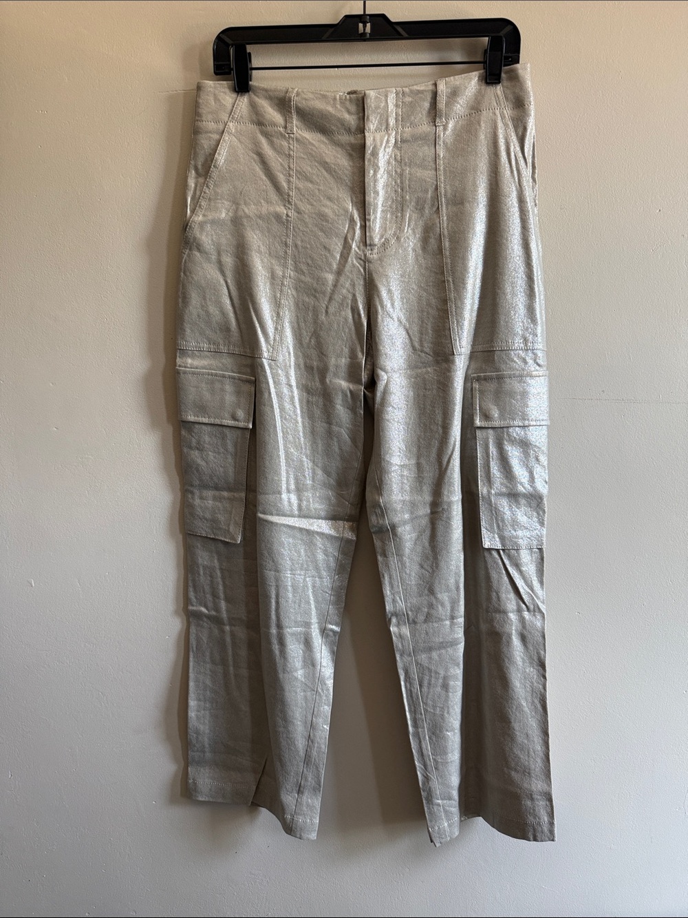 Alice + Olivia Women’s Cargo Pants in silver Originally $295